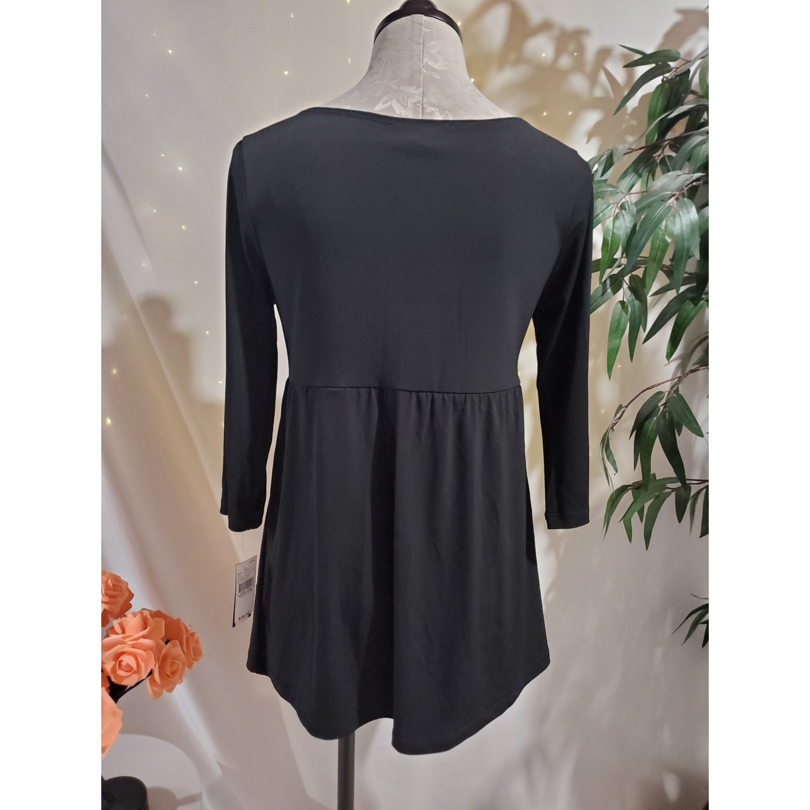 Vtg Y2k Ab Studio Nwt Womens Smocked Babydoll Square Neck Top M Whimsigoth Black — image 3 of 8